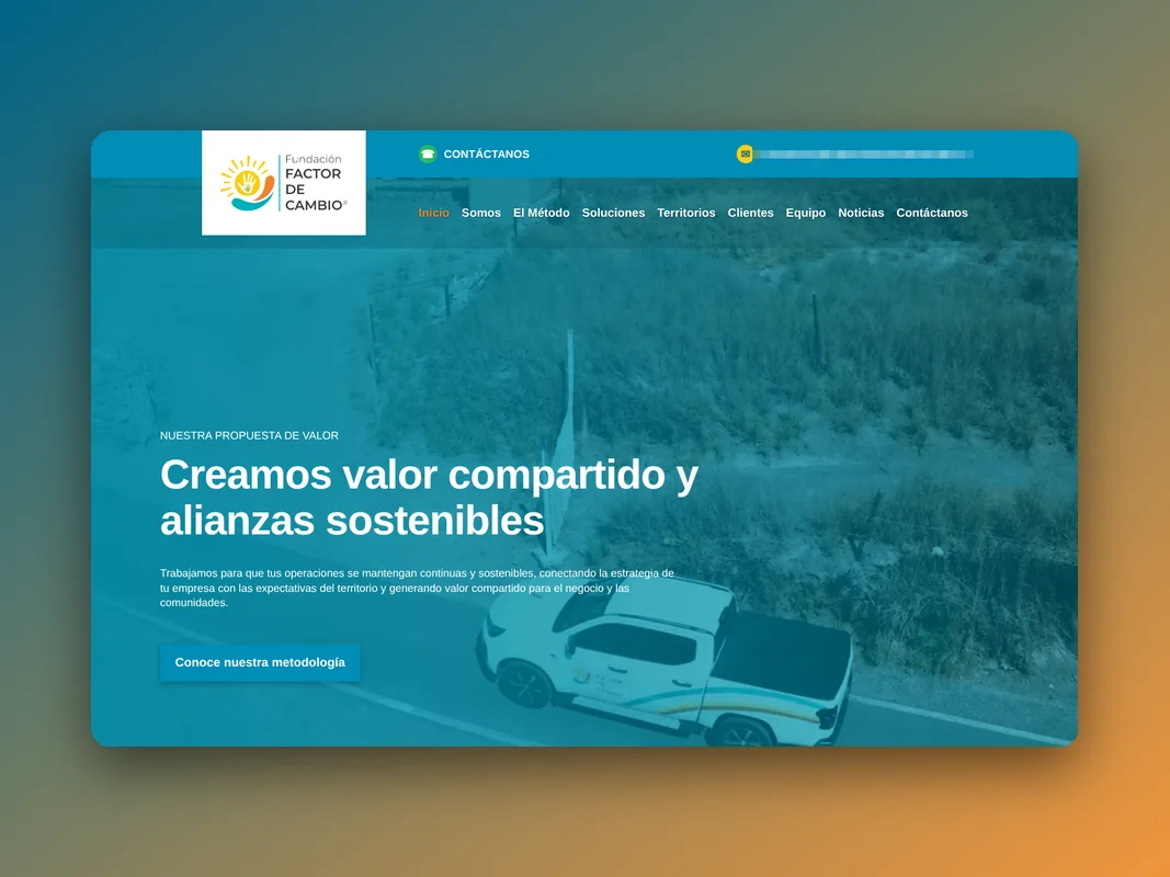 Portada del sitio de Fundación Factor de Cambio