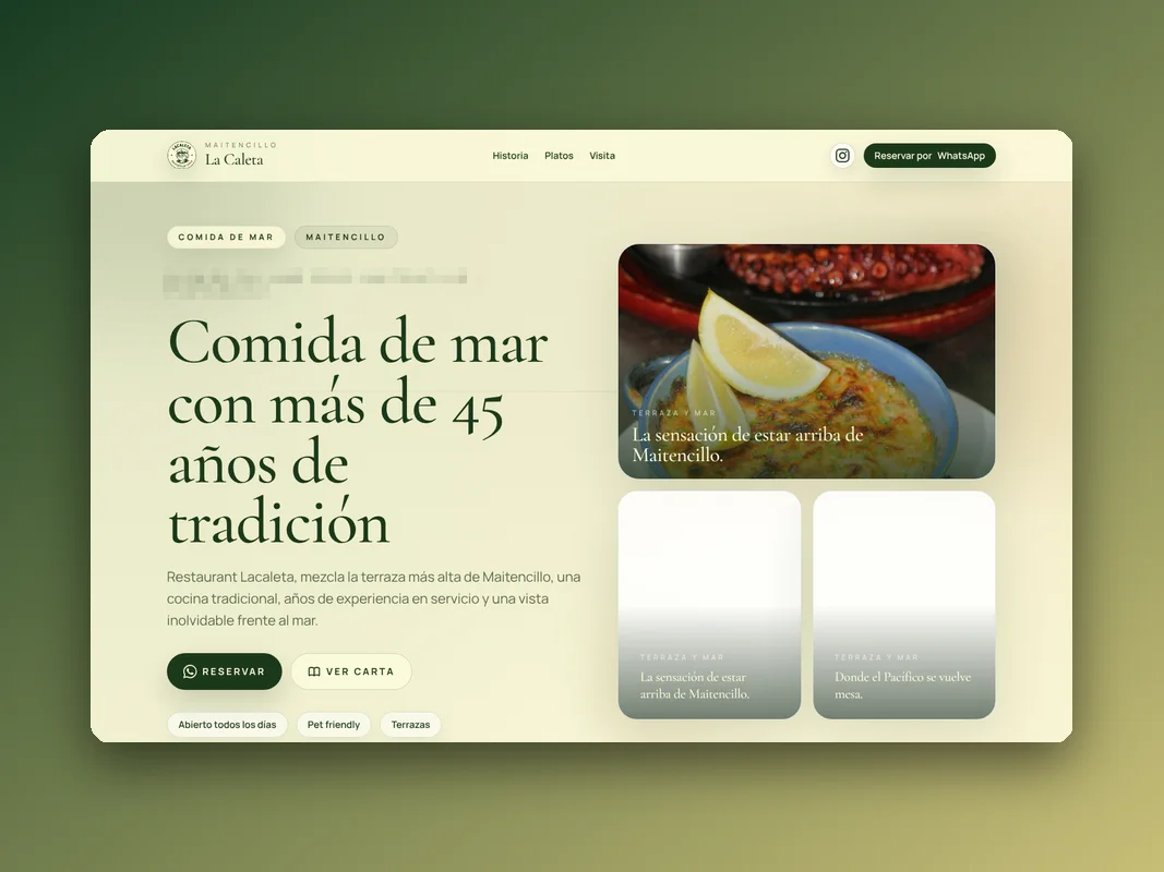 Portada del sitio de Restaurant La Caleta